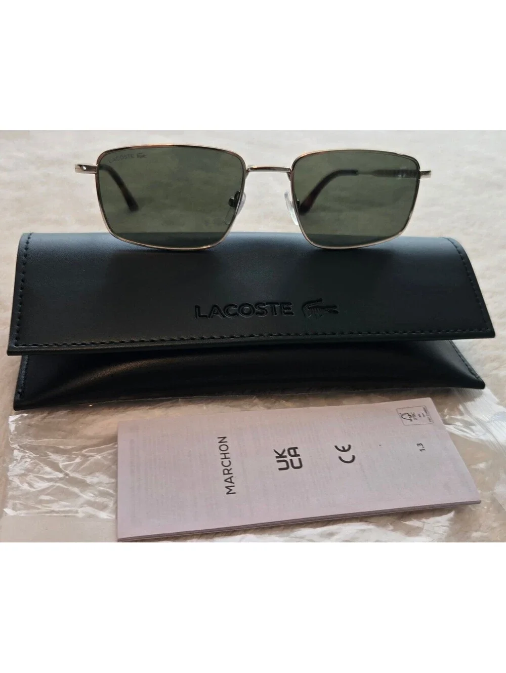 NEW Lacoste L277S Gold Metal Sunglasses Green Lens 55-19-145 100% UV Protection